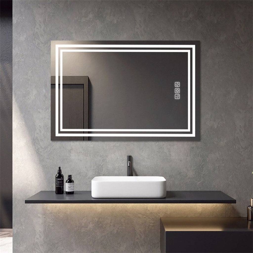Bright LED Bathroom Mirror 40" x 32" Front Light, 5 Mins Defog, Full HD Reflected, 3 Colors Dimmable, Wall Mounted[Unable ship weekends, TK/TEMU only for pickup]