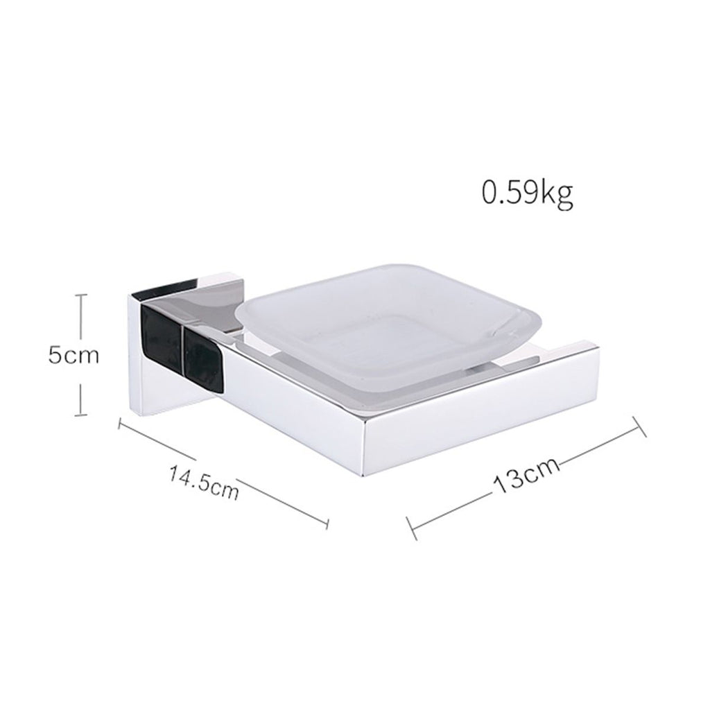 Bright Polishing Soap Dish Rust-Proof 304 Stainless Steel Square Soap Holder with Removable Dish Silver Bathroom Accessories Soap Dispenser KJ71507YIN--DK