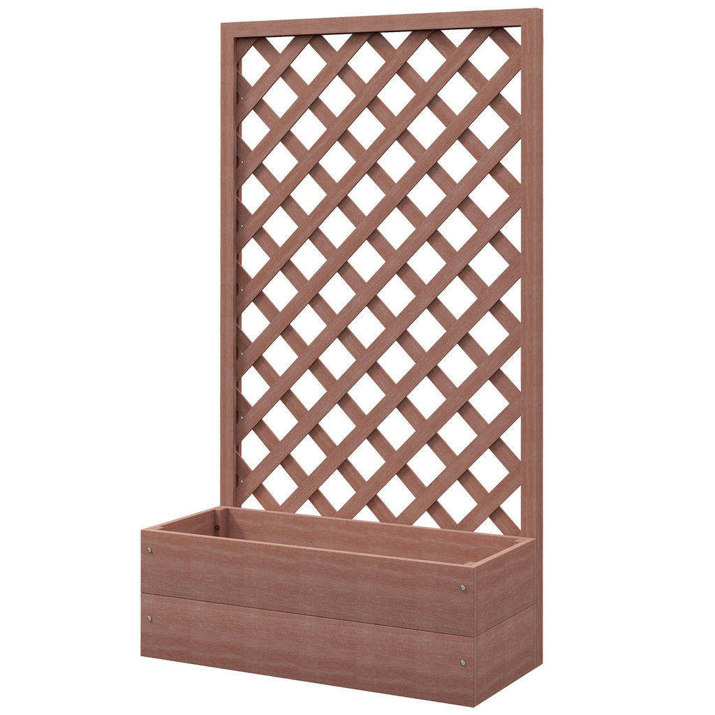Brown Trellis Planter Box for Vines Raised Garden Bed with Lattice for Outdoor Garden Backyard