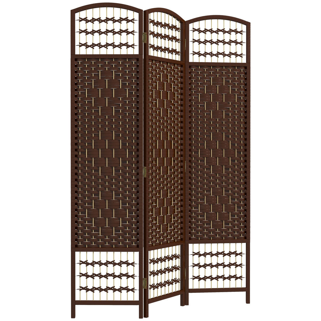 Brown Wave 3-Panel Folding Privacy Screen, Lightweight Room Divider for Home Office