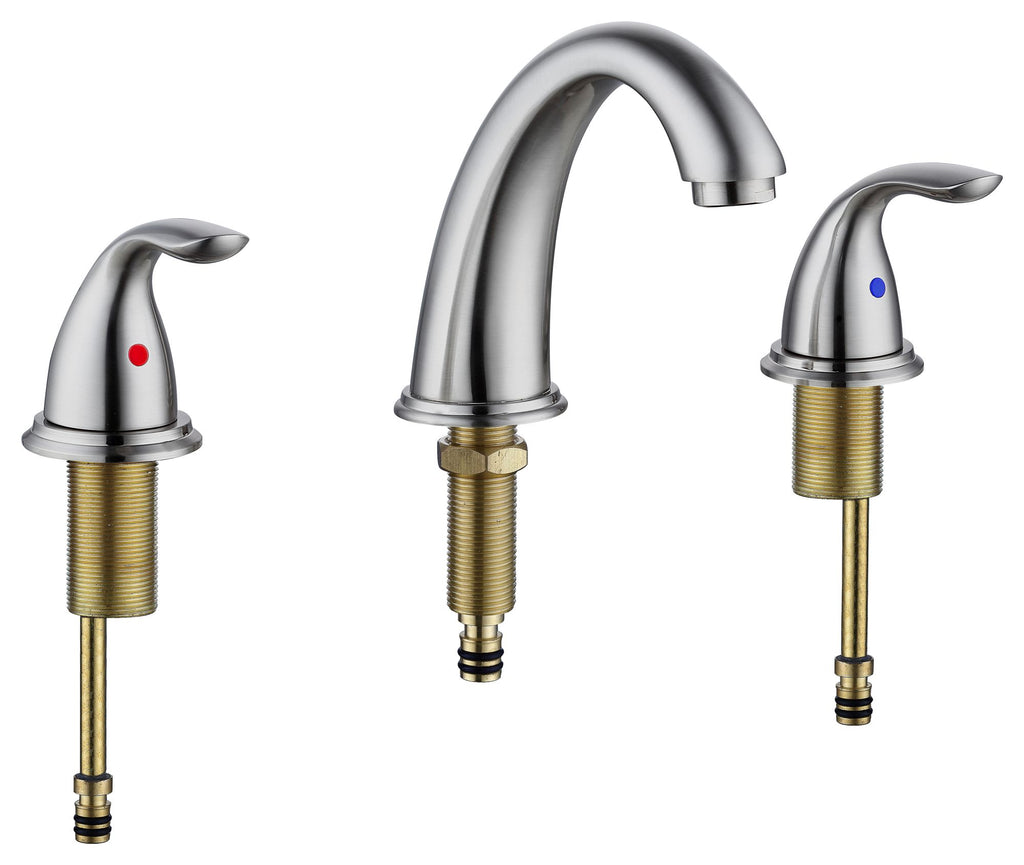 Brushed Nickel Widespread Bathroom Faucet, Waterfall Bathroom Faucets for Sink 3 Hole, 2-Handles Modern Vanity Faucet with Pop Up Drain Assembly[Unable ship weekends, TK/TEMU only for pickup]