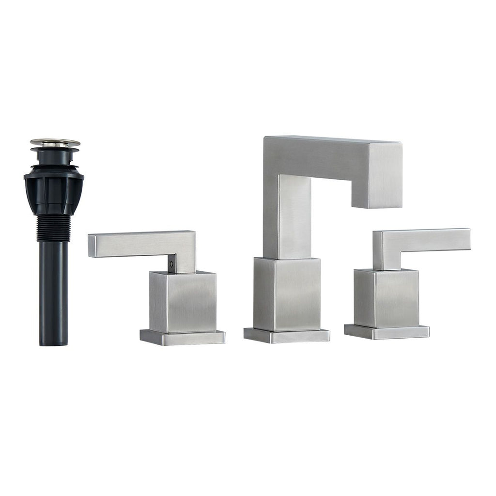 Brushed Nickel Widespread Bathroom Faucet, Waterfall Bathroom Faucets for Sink 3 Hole, 2-Handles Modern Vanity Faucet[Unable ship weekends, TK/TEMU only for pickup]