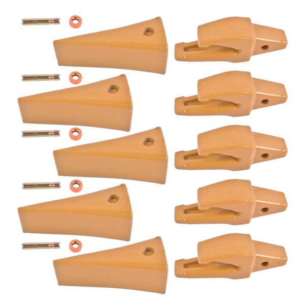 Bucket Shanks 1193204 Teeth 1U3202 with Pins 8E6208 Retainers 8E6209 - 5 Sets