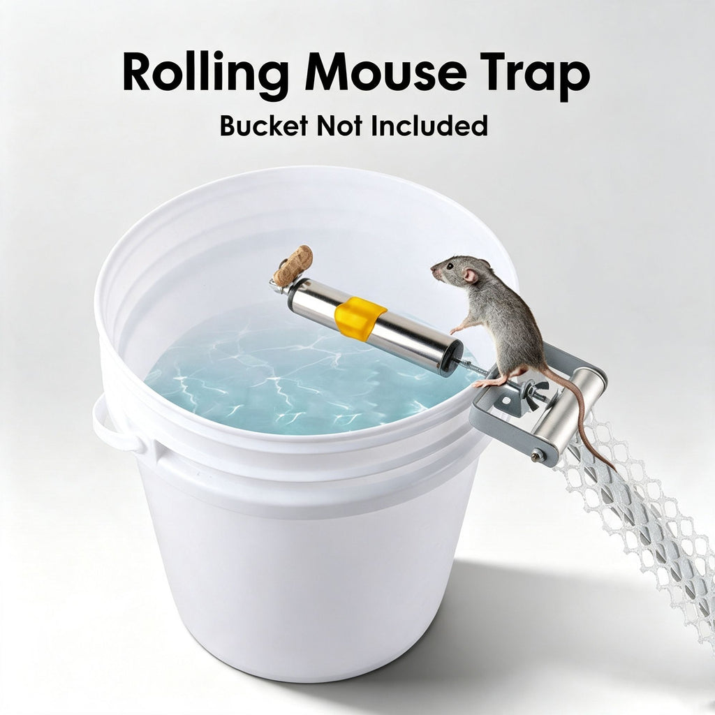 BucketStyle Rolling Trap Accessory Kit, Galvanized Metal Rolling Unit with 19.69in Mesh Ramp, Fits Bucket Up to 14.54in Height for Indoor & Outdoor Placement