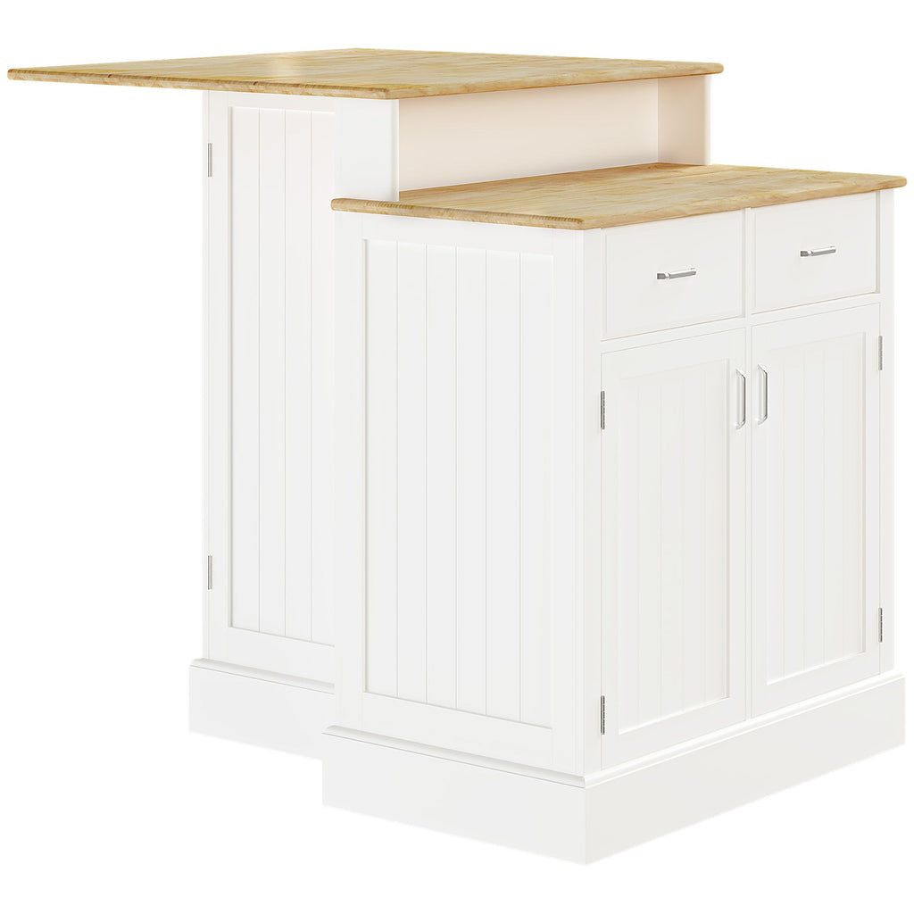 Buffet Cabinet Kitchen Sideboard 2-Layer Wood Countertop Adjustable Shelves Drawers White