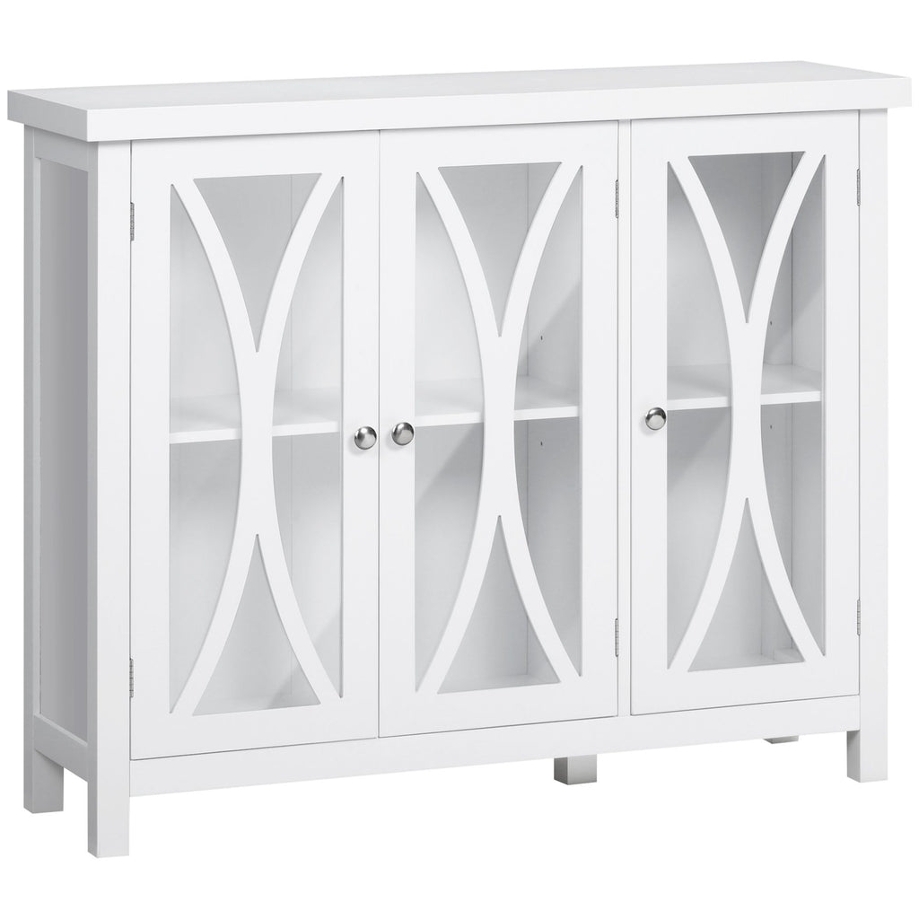 Buffet Sideboard Modern White Kitchen Cabinet with Glass Doors Storage for Dining Room Bedroom