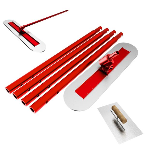 Bull Float Concrete Tools, 48''×12'' Stainless Steel Concrete Float with 4 Combinable Handles, Concrete Bull Float with Trowel, Concrete Bull Float Kit for Concrete Finishing