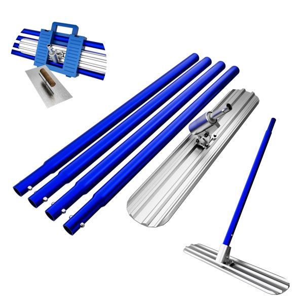 Bull Float Concrete Tools,48''×8'' Magnesium Aluminum Alloy Concrete Float with 4 Combinable Handles,Concrete Bull Float with Carrying Toolbox,Trowel,Concrete Bull Float Kit for Concrete Finishing