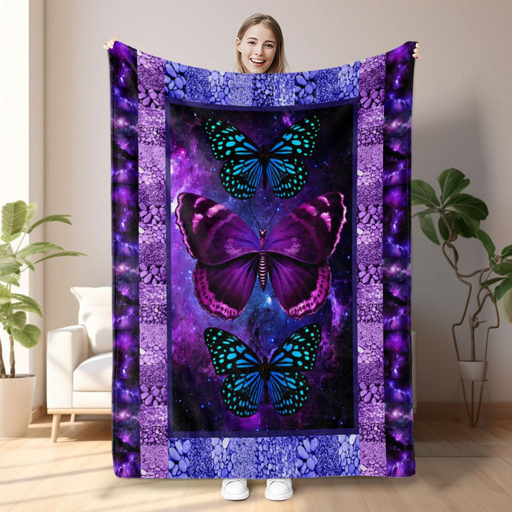 Butterfly Printed Flannel Blanket - Soft, Warm, Lightweight for Couch,Office, Bed, Camping, Travel - Multi-Purpose Gift for All Seasons with Versatile Design 50*60 inches (temu can only be self-picked