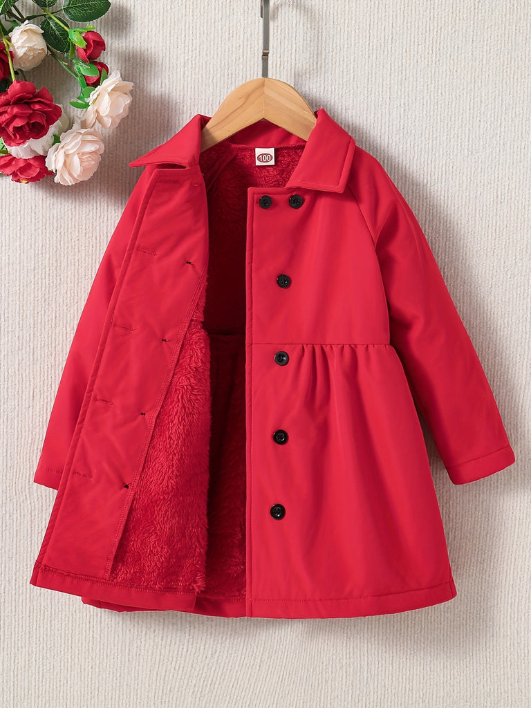 Cozy Plush Fleece Toddler Girls Winter Jacket with Button Collar for Warm and Stylish Daily Wear