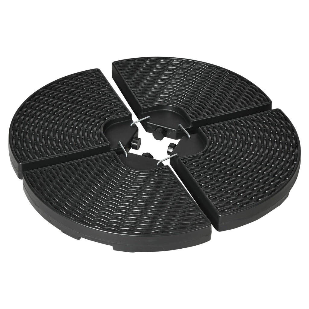 Cantilever Umbrella Base 4pc Set 175lb HDPE Water Sand Fillable Weights for Offset Hanging Umbrellas Brown