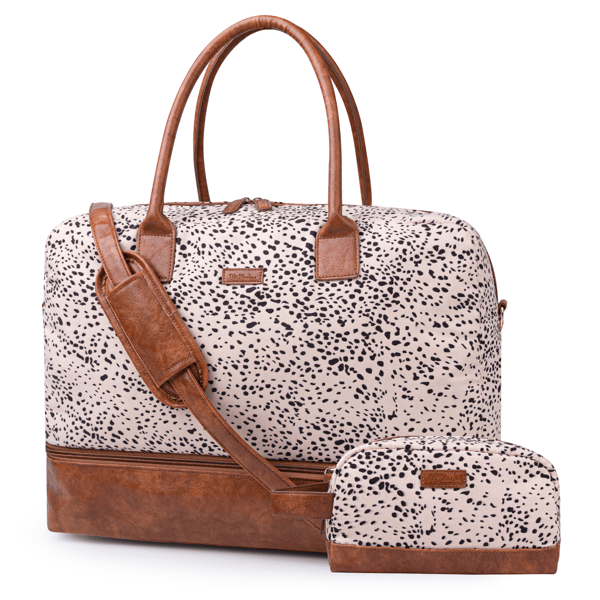 Canvas Weekender Bag, Overnight Travel Carry On Duffel with Shoe Pouch and Toiletry Bag