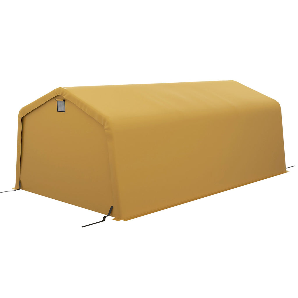 Carport 12' x 20' Portable Garage, Heavy Duty Car Port Canopy with Ventilation Windows and Large Roll-up Door, Beige
