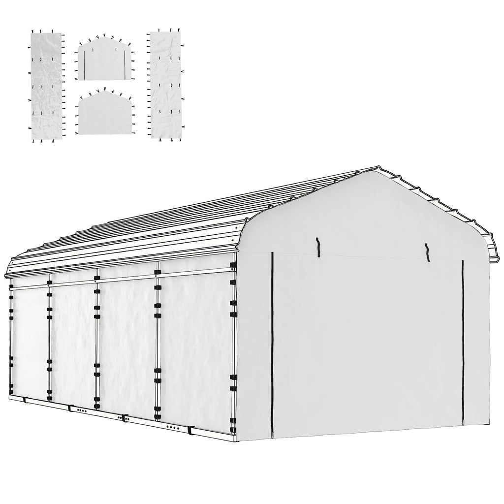Carport Replacement Sidewall Panel for 10' x 15' Carports, UPF50+ Waterproof Replacement Side Wall Cover, White