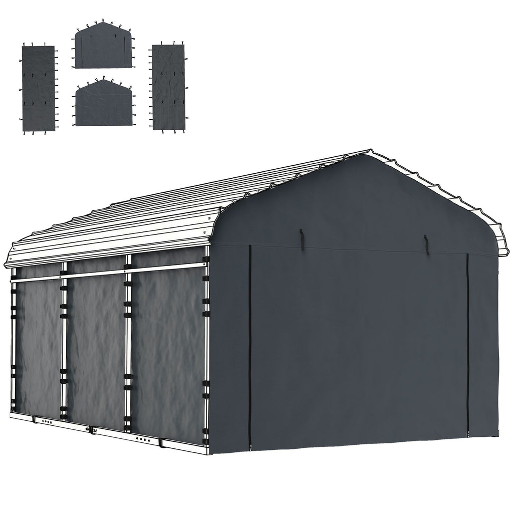 Carport Replacement Sidewall Panel for 12' x 20' Carports, UPF50+ Waterproof Replacement Side Wall Cover, Dark Gray