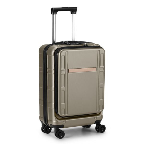 Carry on Luggage 22 X 14 X 9 Airline Approved, ABS+PC 20 Inch Luggage with Front Compartment, Double Spinner Wheels, TSA Lock, Khaki Color