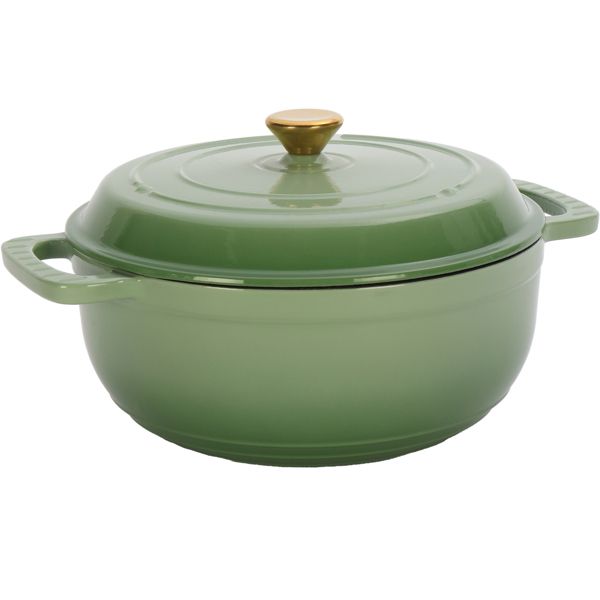 Cast iron 6QT cooking pot - Gradient red - Includes two silicone gloves - Enamel pot