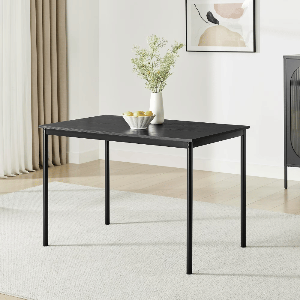 Casual Wood and Metal Rectangular Table, Black finish for Indoor (Shipment from Walmart)