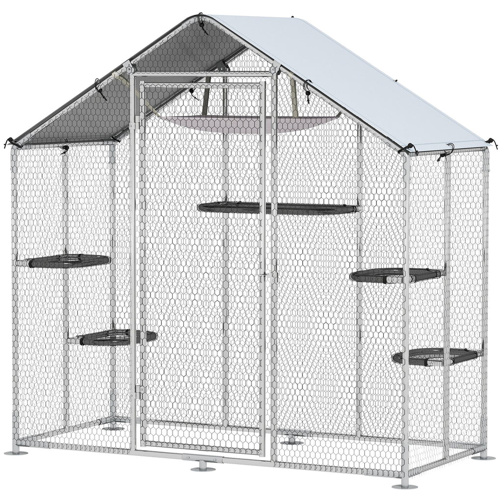Cat Cage with Adjustable Platforms 78.7 Inches X 37.8 Inches X 76.8 Inches