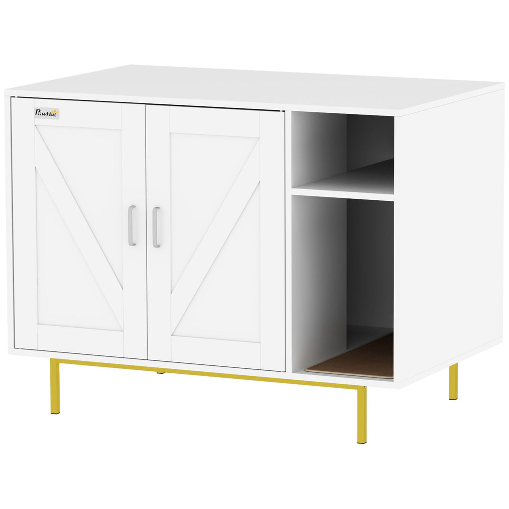 Cat Litter Box Enclosure End Side Table with Scratching Pad, Storage, for Living Room, Bedroom, 31.5" x 20" x 24"
