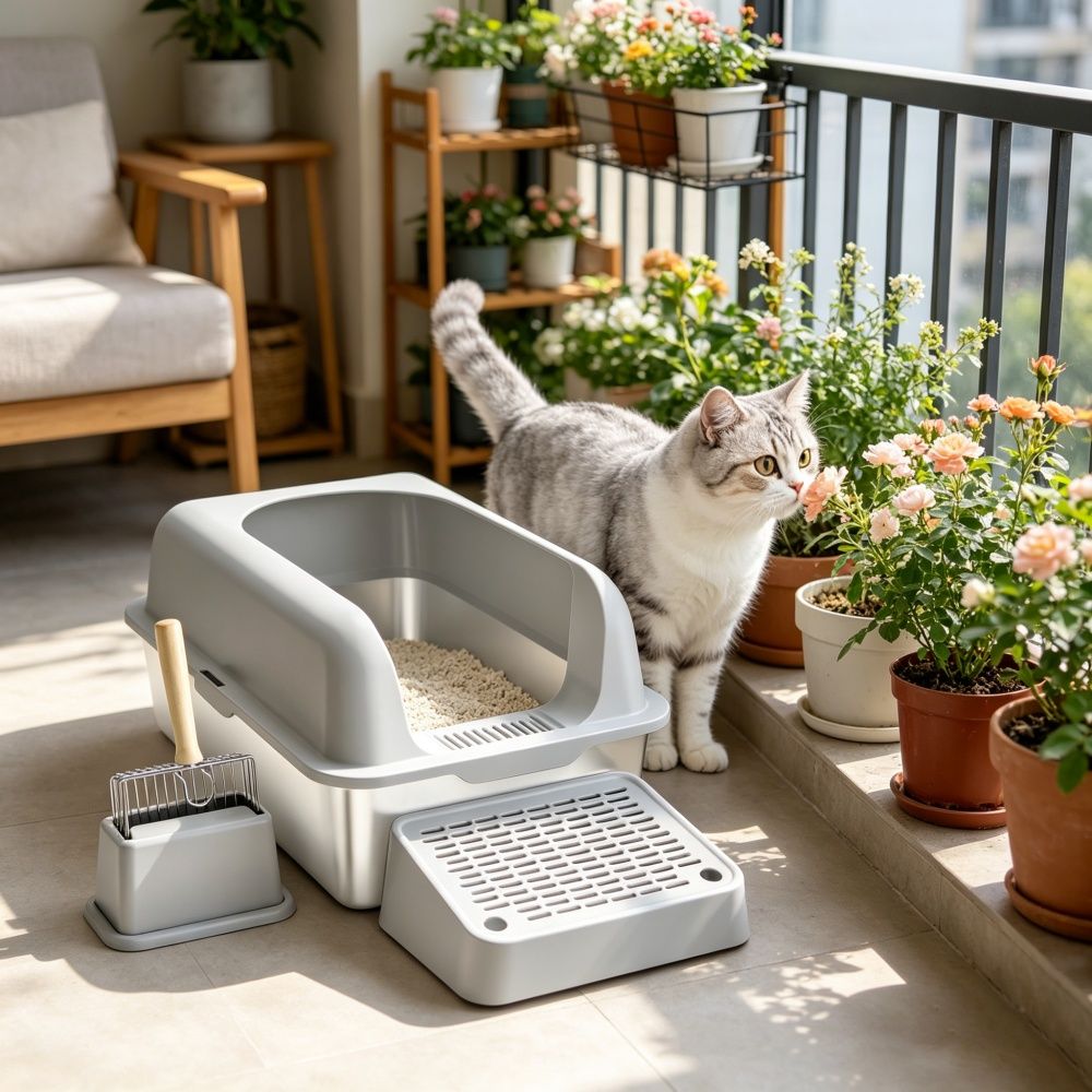 Cat Litter Box with Easy to Clean and Non-Slip