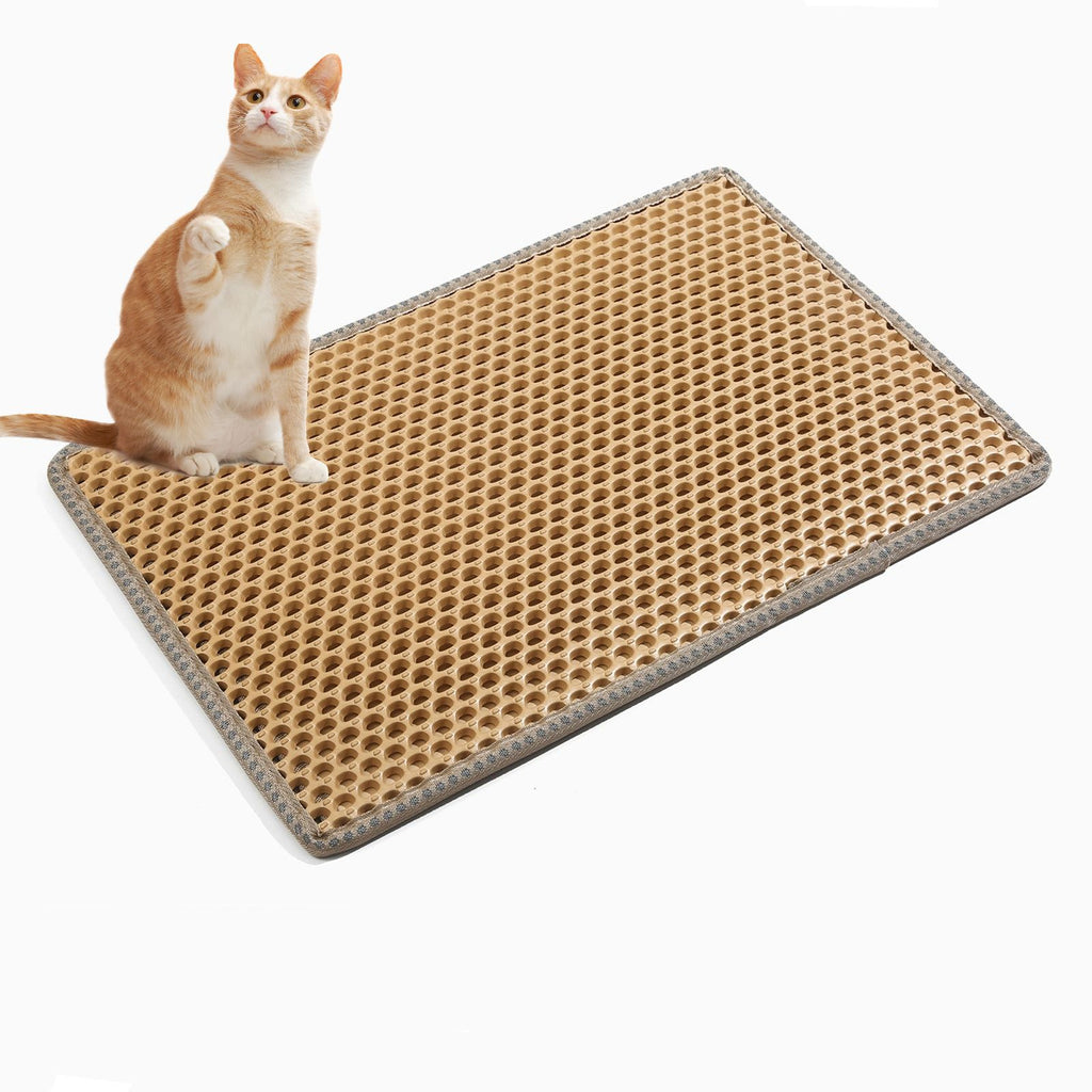 Cat Litter Mat, Kitty Litter Trapping Mat, Double Layer Mats with MiLi Shape Scratching design, Urine Waterproof, Easy Clean, Scatter Control 21" x 14" Yellow (same as JYD-GT-MSD-YELLOW)