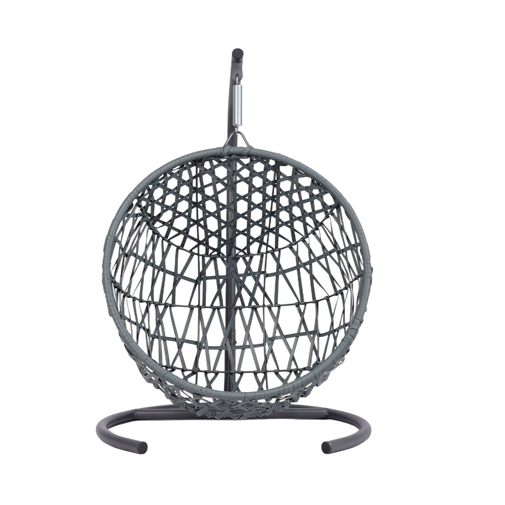 Cat Swing Bed with Stand & Cushion, Cat Egg Chair with Rattan Wicker Appearance, Indoor Hanging Swinging Cat Bed for Cats, Small Dogs, and Small Animals, Gray