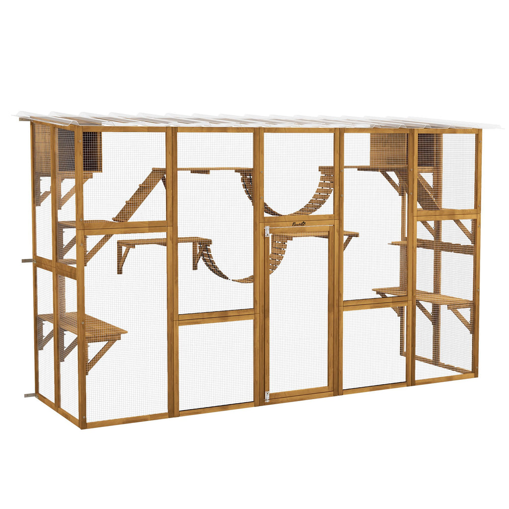 Catio Cat Window Box Yellow Outdoor Enclosure for Multiple Cats with Shelves