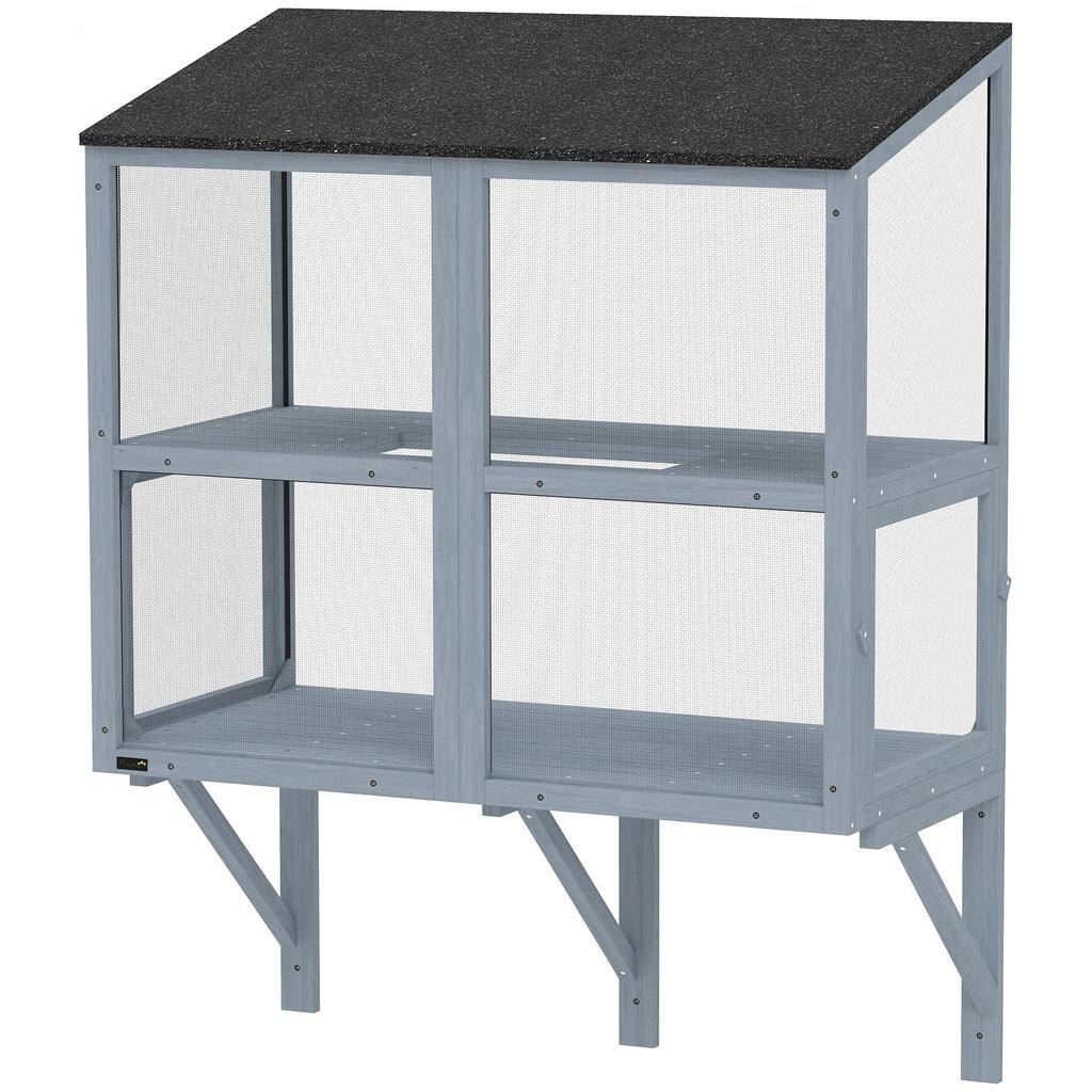 Catio Outdoor Cat Enclosure Outdoor Window Box Cat House with Waterproof Roof 39.4"L Gray