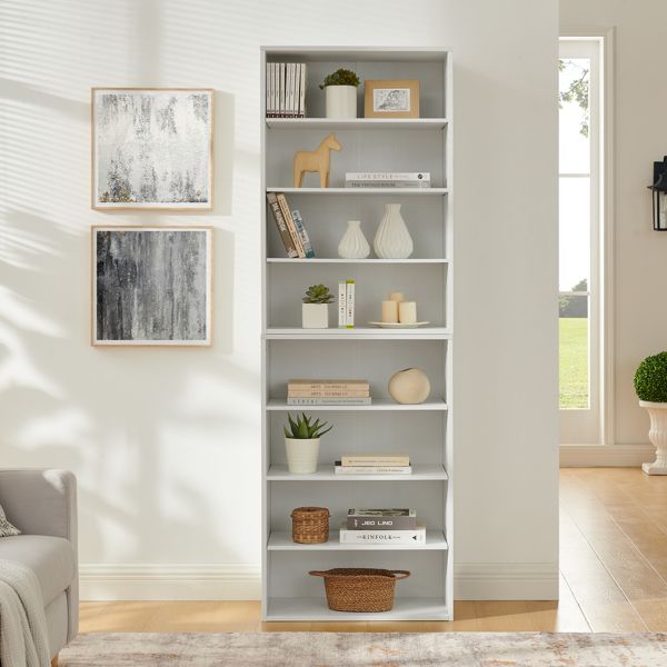 CD DVD storage cabinet, bookcase, adjustable shelf 8-layer storage, display bookshelf, home, office, multi-functional double-layer bookcase, can be disassembled into two 4-layer storage bookcases