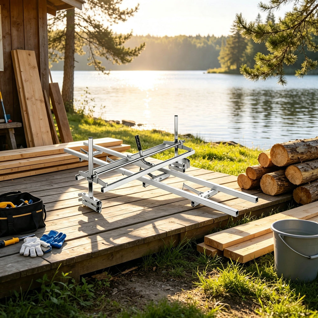 Chainsaw Mill & Rail Guide System, Portable Sawmill with 14"-36" Guide Bar, 9ft Aluminum Milling Rail, Planking Mill for Woodworkers & Carpenters