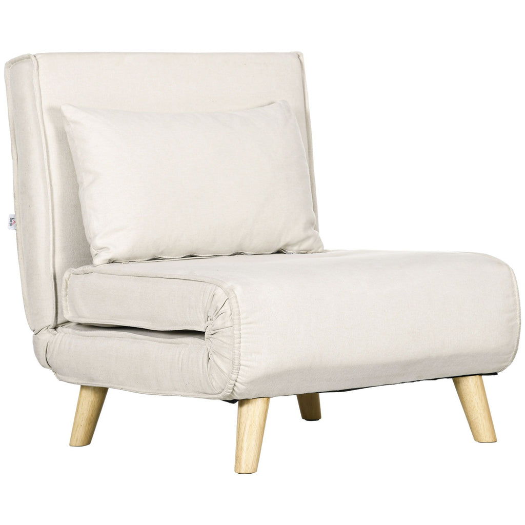 Chair Bed W/ Adjustable Backrest, 2-in-1 Multi-Functional Sofa Bed, Beige