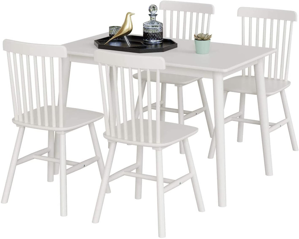 Chairs Set for 4, 4 Chairs Sturdy Wood Frame Kitchen Contemporary Home Furniture, White--YS