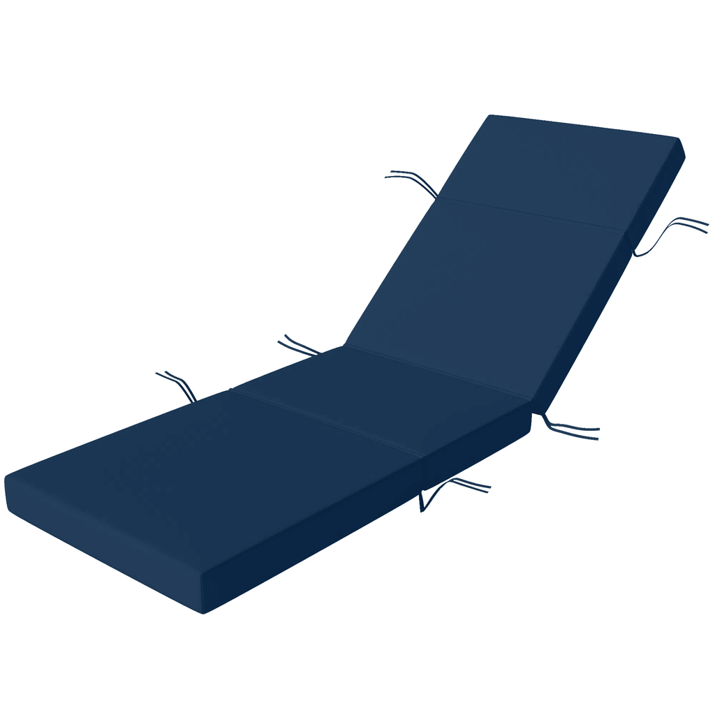 Chaise Lounge Cushion, 3.9" Thick Outdoor Lounge Chair Cushions with Ties for Patio, 21" x 72",Navy Blue