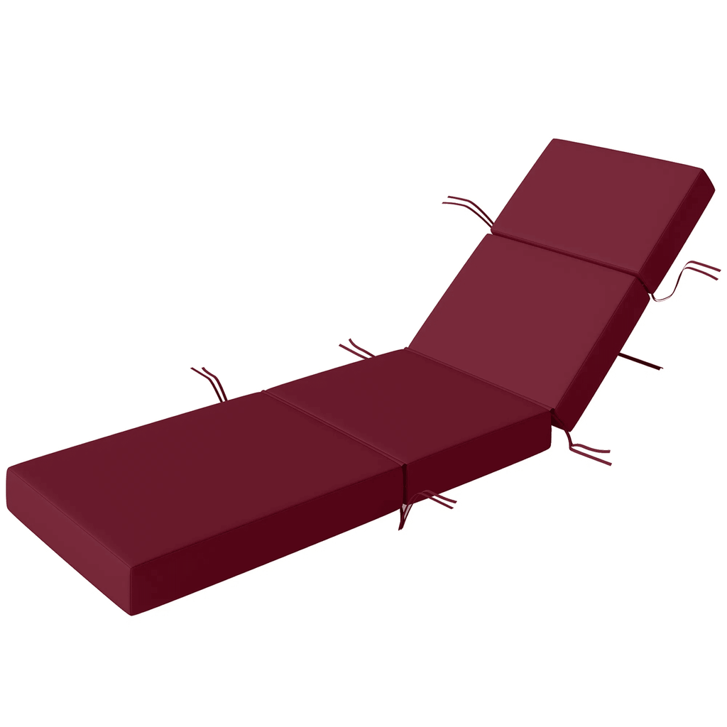 Chaise Lounge Cushion, 3.9" Thick Outdoor Lounge Chair Cushions with Ties for Patio, 21" x 72",Red
