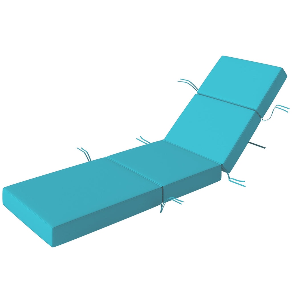 Chaise Lounge Cushion, 4" Thick Outdoor Lounge Chair Cushion with Ties for Patio, 21" x 72â€¯", Blue