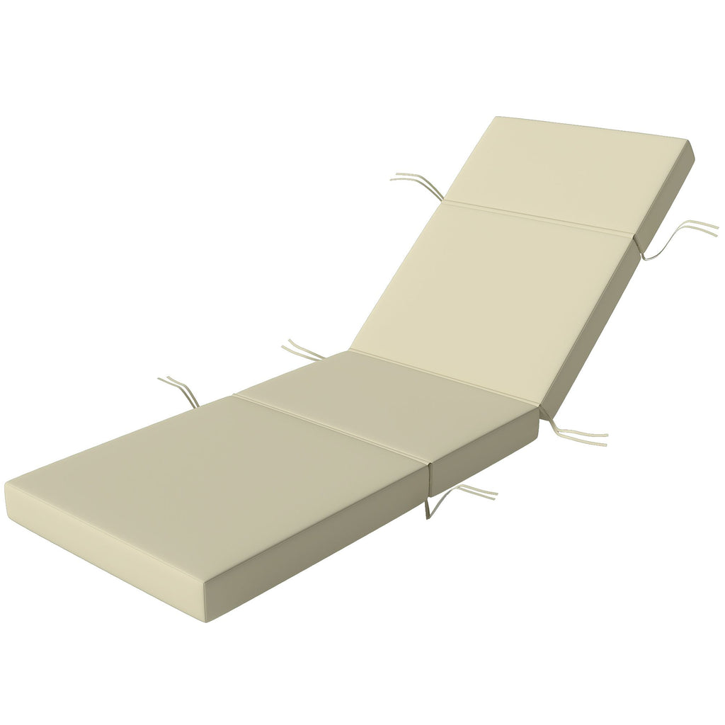 Chaise Lounge Cushion, 4" Thick Outdoor Lounge Chair Cushions with Ties for Patio, 26" x 80â€¯", Cream White