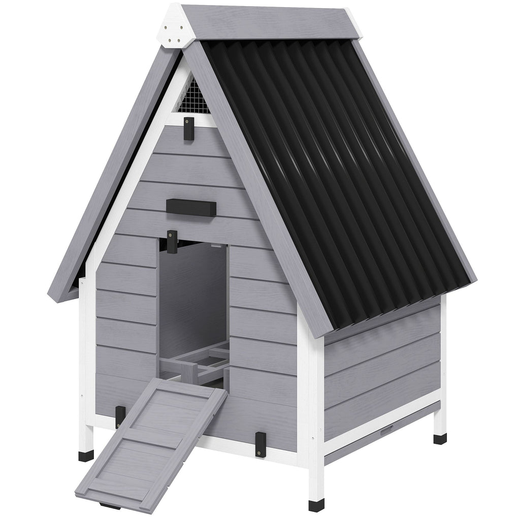 Chicken Coop for 2 Chickens, Outdoor Wooden Chicken House with Removable Nesting Box & Roosting Bar, Tray, Ramp