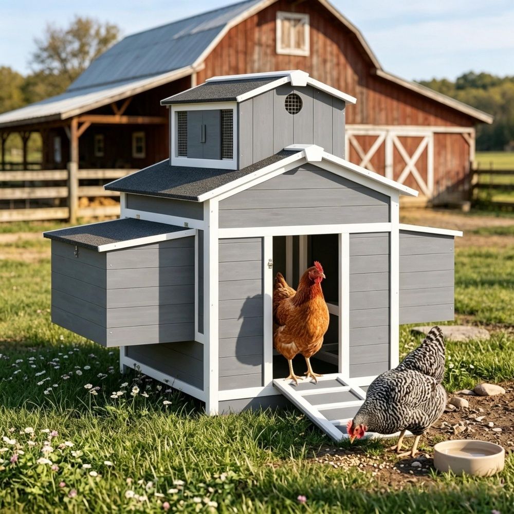 Chicken Coop with Adjustable Vents and Removable Metal 53.1 Inches