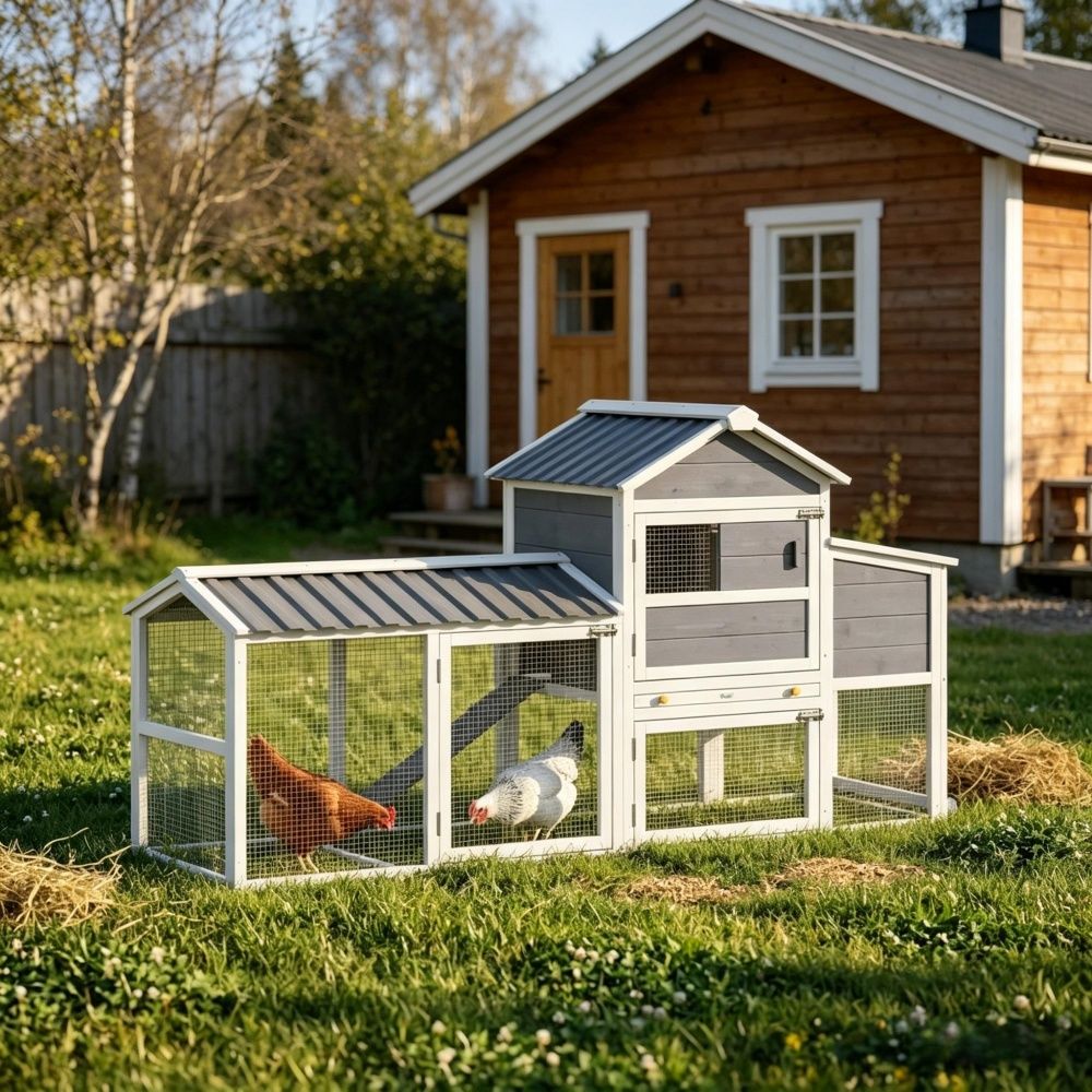 Chicken Coop with Removable Tray 79.5 Inches