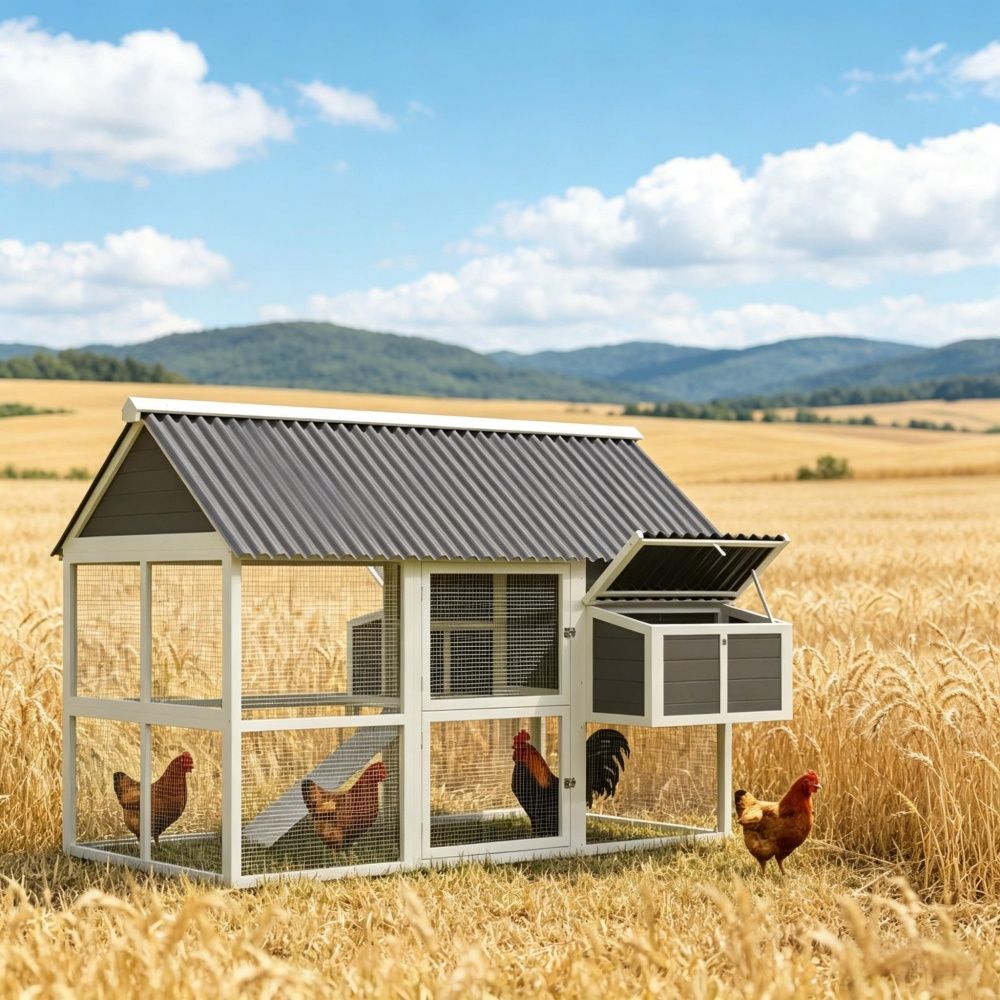 Chicken Coop with Waterproof Paint 69.3 Inches X 83.9 Inches X 59.1 Inches