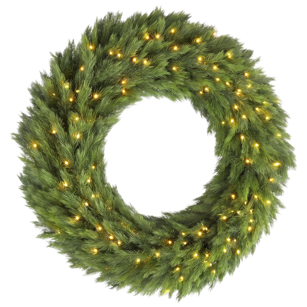 Christmas Decoration, 36 in Pre-Lit Norwegian Spruce Artificial Christmas Wreath with 100 LED Lights, Green