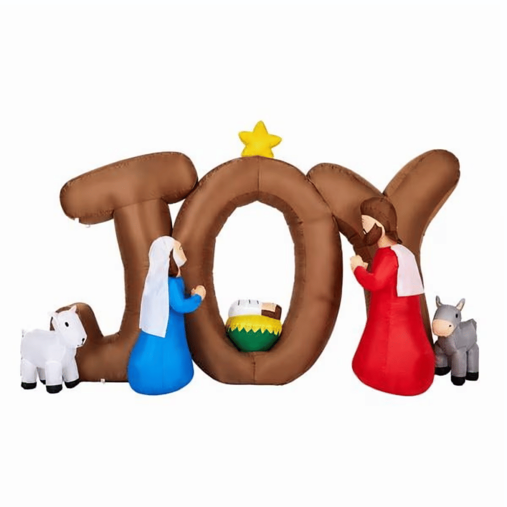Christmas Inflatable Decoration with 9 LED Lights, Timeless Nativity Scene Blow Up DecorforYard,Garden, IndoorHolidayDisplay