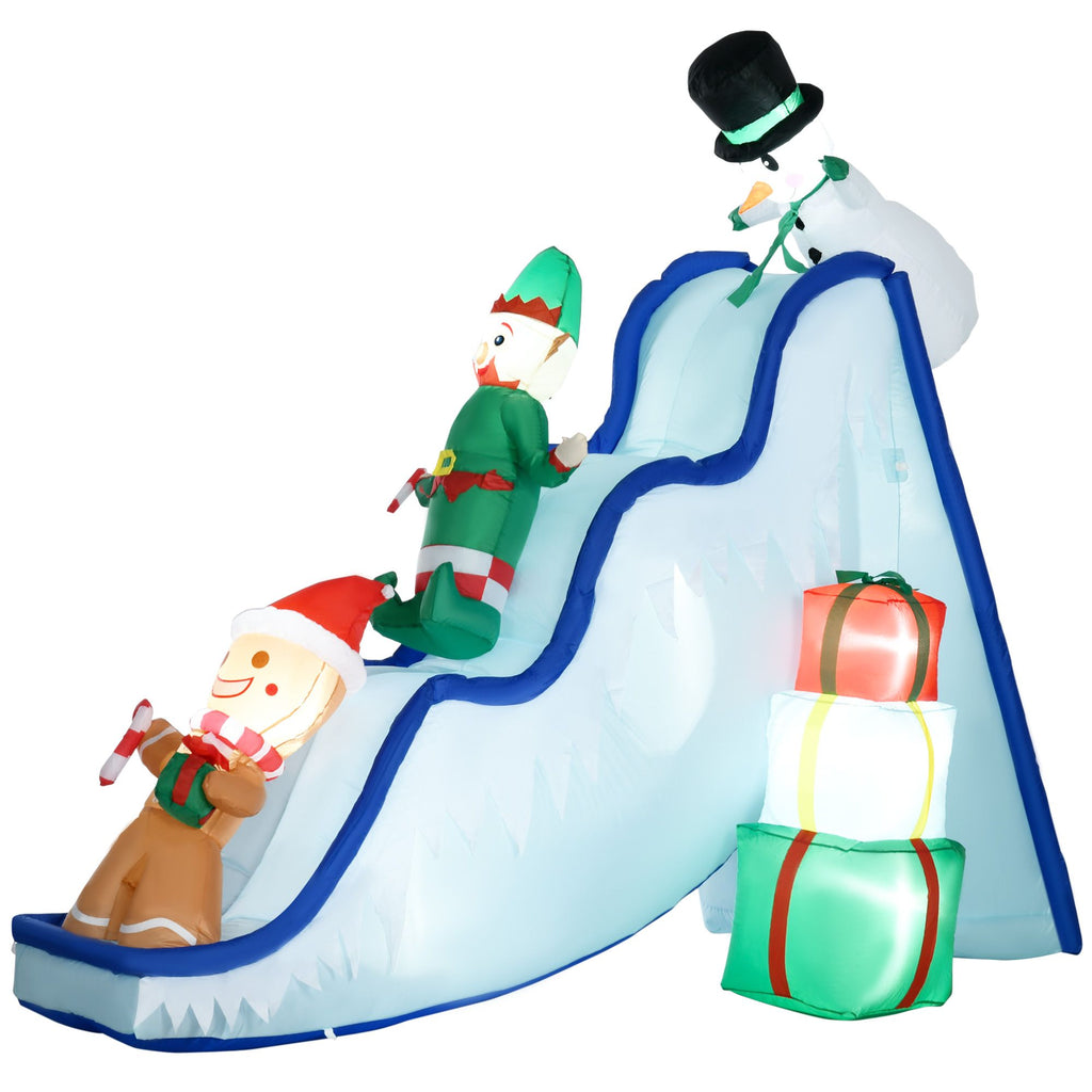 Christmas Inflatable Outdoor 85FT Snowman Elf Gingerbread Man Ski Slope LED Waterproof