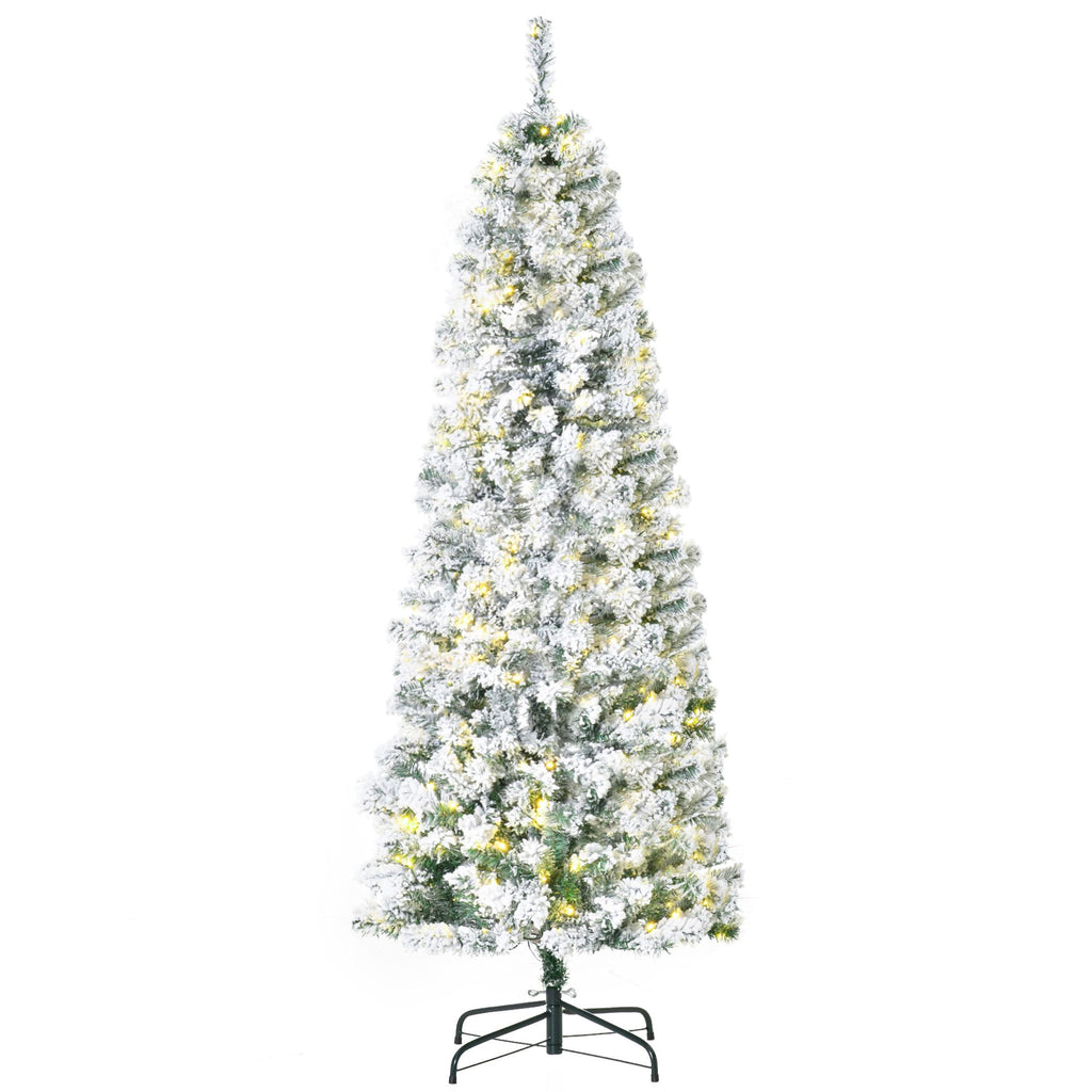 Christmas Tree 6ft Prelit Flocked with 250 LED Lights 462 Branches Green White