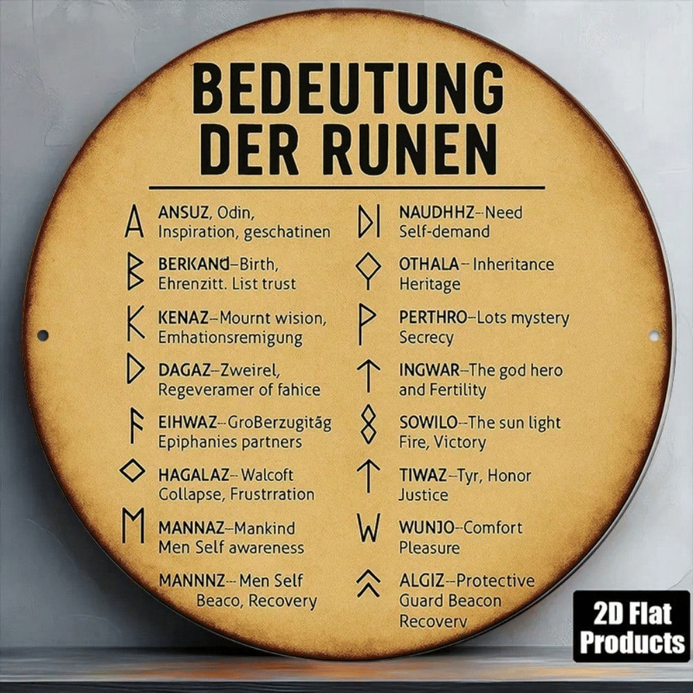 CIFbuy 1pc 8-Inch German Rune Alphabet Wall Plaque, Viking Norse Mythology Round Chart Decor With English Meanings, Educational Germani TikTok, TikTok, Self-pickup Logiopics