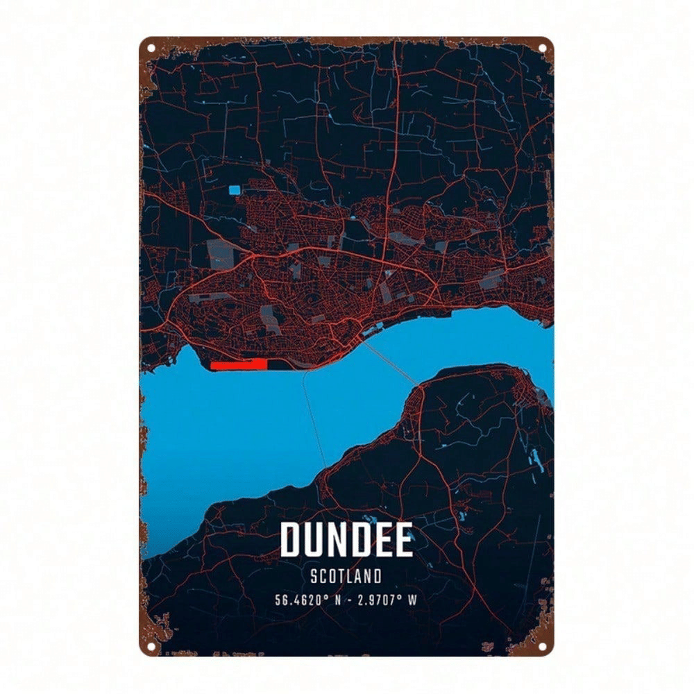 CIFbuy 1pc Dundee City Map Metal Sign 8x12 Inch Rustic Iron Wall Art, 2D Flat Nostalgic Decor For Home Bar Garage Club Restaurant Caf TikTok, TikTok, Self-pickup Logiopics