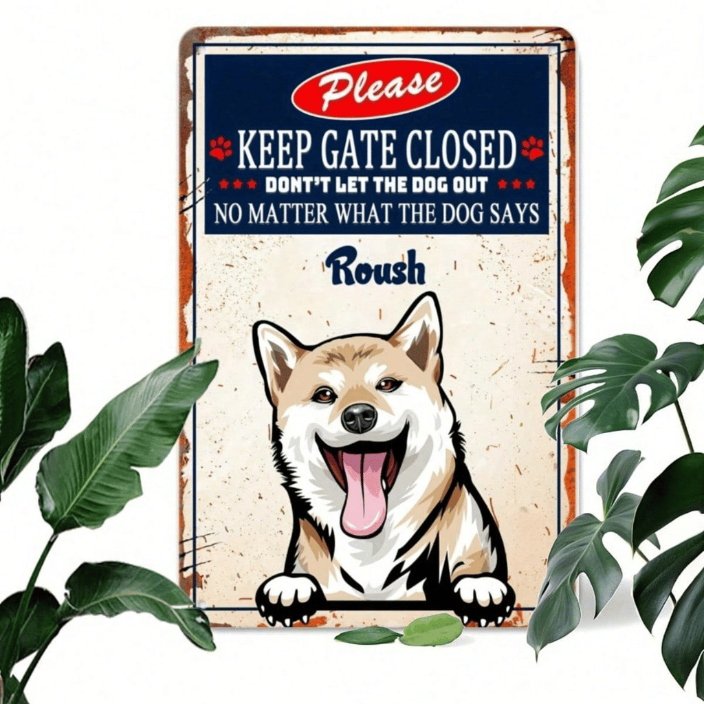 CIFbuy 1pc Shiba Inu Dog Metal Sign, Keep Gate Closed Humorous Wall Art, Art, 8x12 Inch Unframed Farmhouse Decor Metal SignikTok, Metal SignikTok, Self-epckup Logiopor