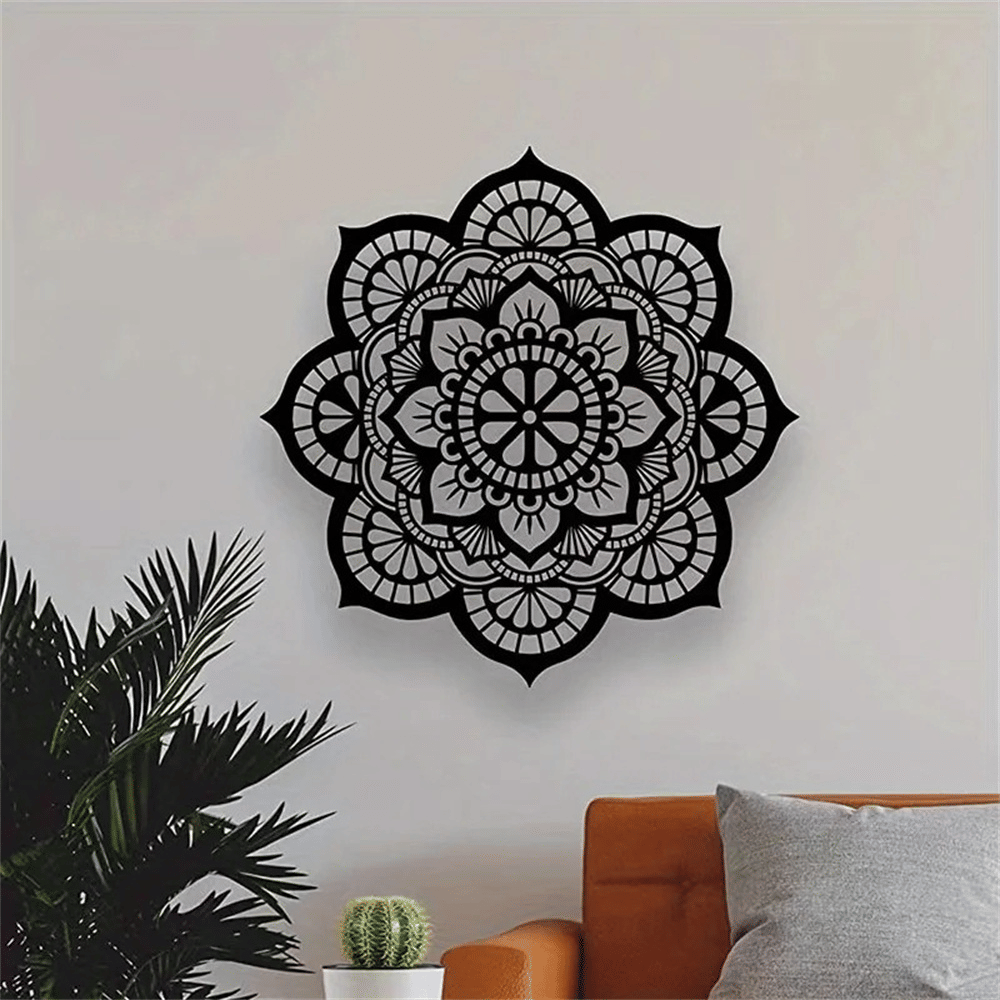 CIFbuy 3D Geometric Line Metal Wall Art Handcrafted Boho Chic Large Mandala Flower Hanging Sculpture for Living Room Bedroom Aesthetic Room Decor (TikTok, temu pick-up service)