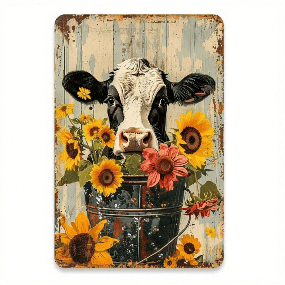 CIFbuy 8x12 Inch ( 20.3x30.5cm ) Vintage Rustic Aluminum Sign Farmhouse Sunflower for Bar (TikTok, temu pick-up service)